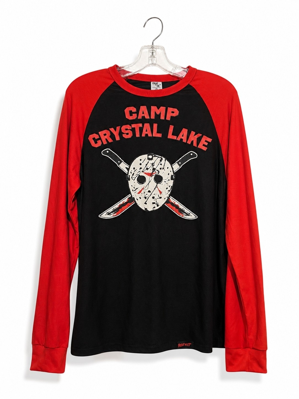 Friday the 13th Camp Crystal Lake Long Sleeve Raglan Shirt Unisex Size M